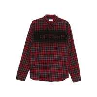 Camasi Off-White Cotton Check Shirt With Logo Barbati