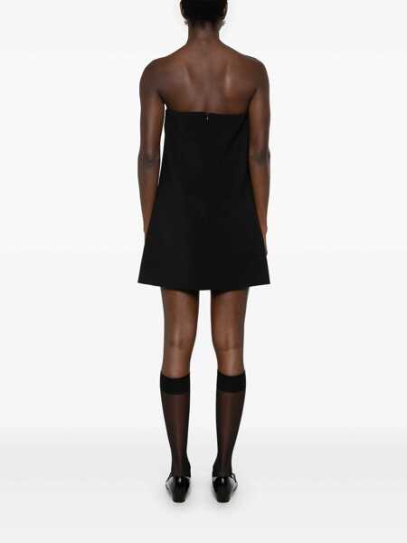 Rochii Self-Portrait Black Sleeveless Mini Dress With Bandeau And Beaded Oversize Bow In Tech Fabric Woman Black Femei (BM 19086831) 4