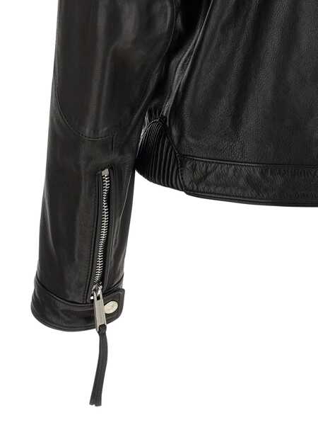 Geci DSQUARED2 Ducati X D2 Black Jacket With Mandarin Collar And Logo Embossed On The Back In Leather Man Black Barbati (BM 19086930) 3