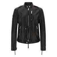 Geci 'Ducati X D2' Black Jacket With Mandarin Collar And Logo Embossed On The Back In Leather Man Barbati