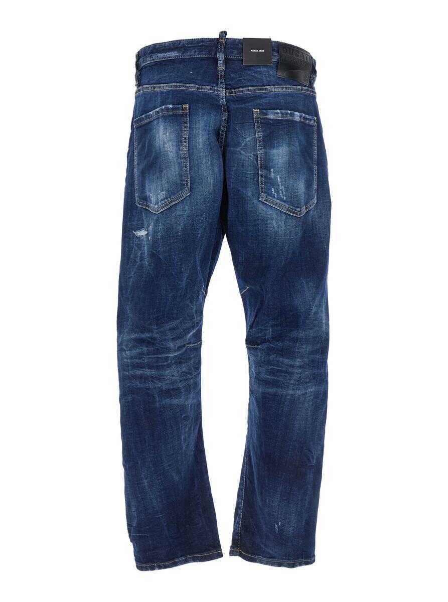 Blugi DSQUARED2 Ducati X D2 Blue Jeans With Logo Patch On The Rear And Belt Loops In Denim Man BLUE Barbati (BM 19086948) 2