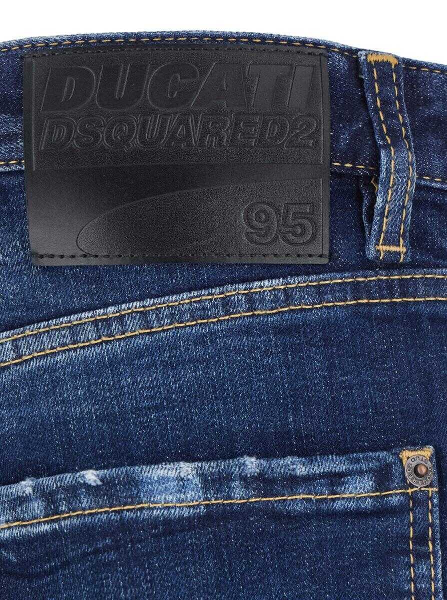 Blugi DSQUARED2 Ducati X D2 Blue Jeans With Logo Patch On The Rear And Belt Loops In Denim Man BLUE Barbati (BM 19086948) 3