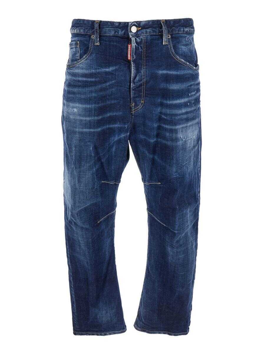 Blugi DSQUARED2 Ducati X D2 Blue Jeans With Logo Patch On The Rear And Belt Loops In Denim Man BLUE Barbati (BM 19086948) 1