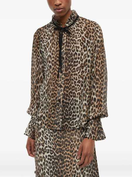 Bluze Ganni Ganni Leopard Print Blouse MULTICOLOUR Femei (BM 19087266) 3