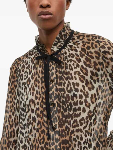 Bluze Ganni Ganni Leopard Print Blouse MULTICOLOUR Femei (BM 19087266) 5