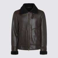 Geci Salvatore Santoro Brown Leather Jacket Barbati