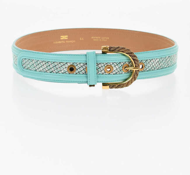 Curele Elisabetta Franchi Faux-Leather Belt With Jewel Closure Green Femei (BM 19087802) 2