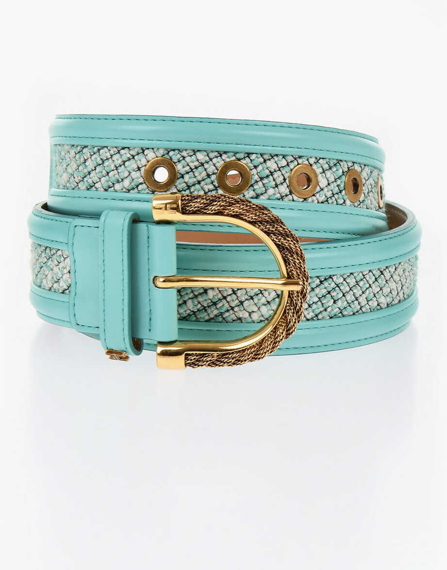 Curele Elisabetta Franchi Faux-Leather Belt With Jewel Closure Green Femei (BM 19087802) 1