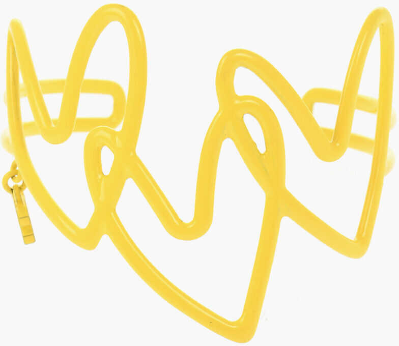 Bratari Elisabetta Franchi Heart-Shaped Open Bangle Bracelet Yellow Femei (BM 19087805) 3