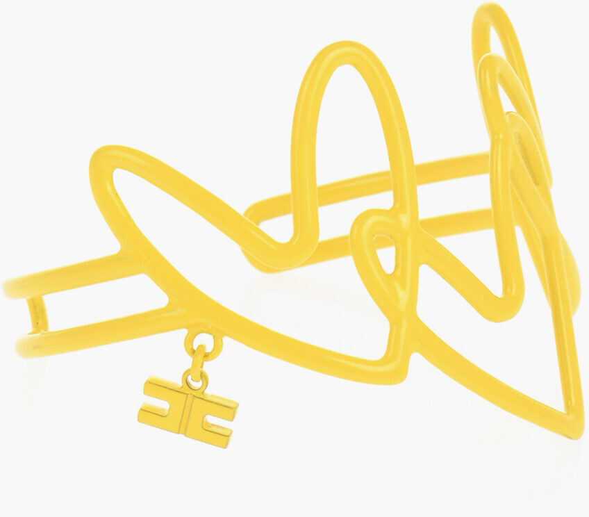 Bratari Elisabetta Franchi Heart-Shaped Open Bangle Bracelet Yellow Femei (BM 19087805) 1