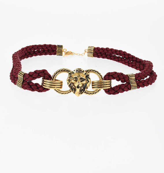 Curele Elisabetta Franchi Woven Belt With Lobster Clasp Closure Burgundy Femei (BM 19087823) 2