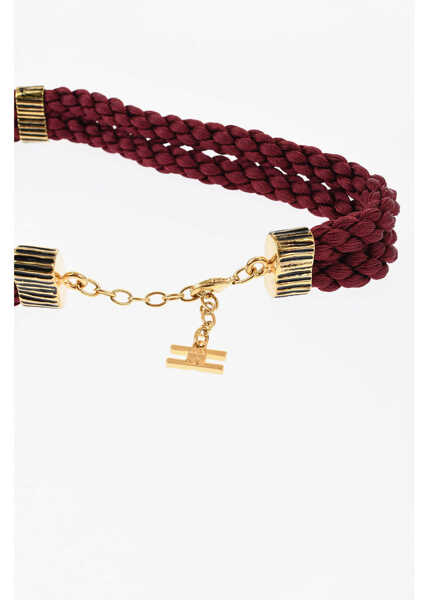 Curele Elisabetta Franchi Woven Belt With Lobster Clasp Closure Burgundy Femei (BM 19087823) 3