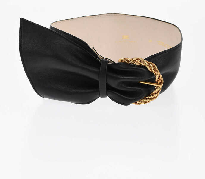 Curele Elisabetta Franchi Soft Leather Belt With Logoed Closure Black Femei (BM 19087829) 2