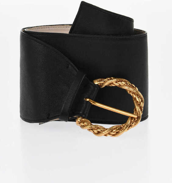 Curele Elisabetta Franchi Soft Leather Belt With Logoed Closure Black Femei (BM 19087829) 1