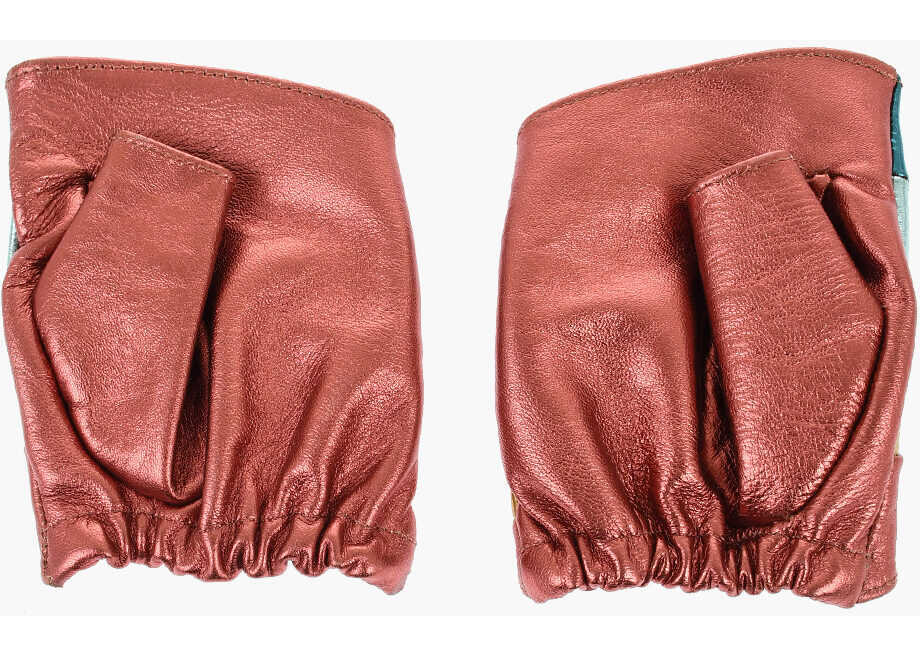 Manusi Elisabetta Franchi Leather Fingerless Gloves Multicolor Femei (BM 19087835) 2