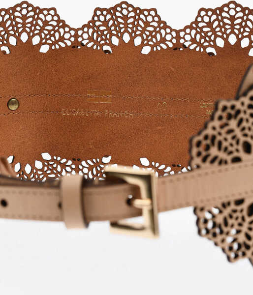 Curele Elisabetta Franchi Perforated Oversized Belt Beige Femei (BM 19087838) 3