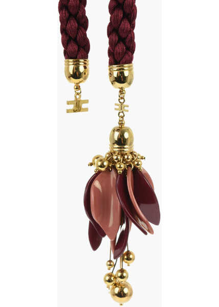 Curele Elisabetta Franchi Woven Belt With Petal Detail Burgundy Femei (BM 19087841) 2