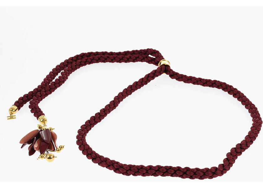 Curele Elisabetta Franchi Woven Belt With Petal Detail Burgundy Femei (BM 19087841) 3