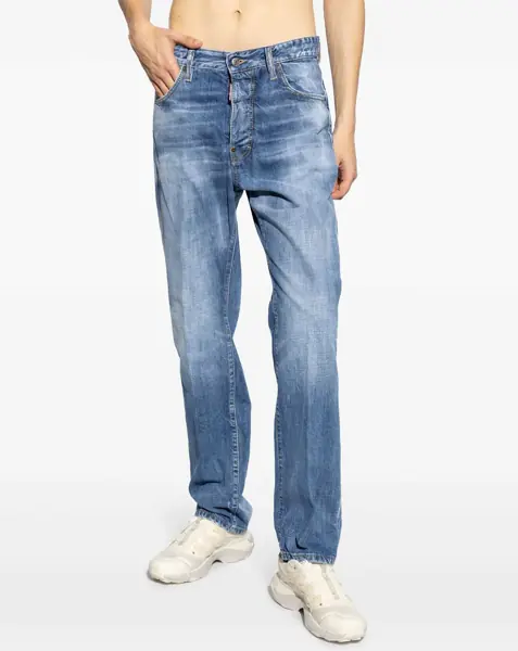 Blugi drepti DSQUARED2 Straight Leg Stonewashed 642 Jeans 20Cm Blue Barbati (BM 19088012) 3