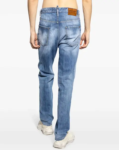 Blugi drepti DSQUARED2 Straight Leg Stonewashed 642 Jeans 20Cm Blue Barbati (BM 19088012) 4