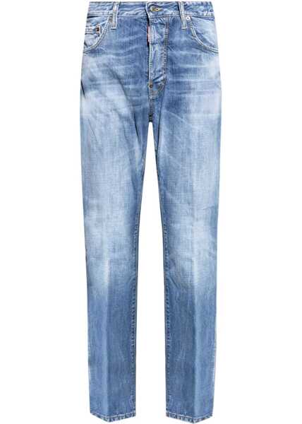 Blugi drepti DSQUARED2 Straight Leg Stonewashed 642 Jeans 20Cm Blue Barbati (BM 19088012) 1