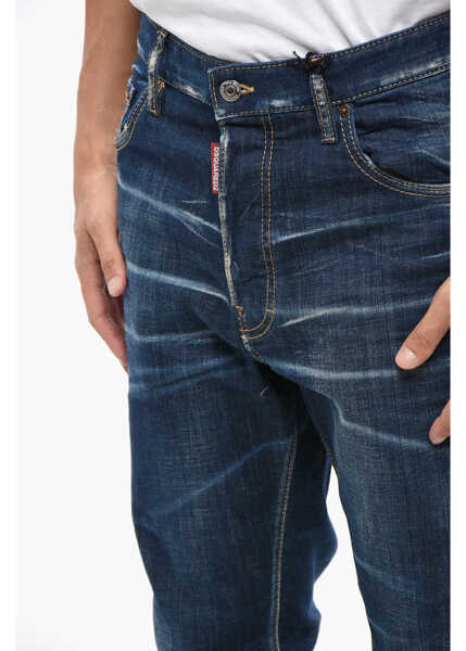 Blugi drepti DSQUARED2 Whiskering Effect Stretch Denim 642 Jeans 20Cm Blue Barbati (BM 19088033) 3