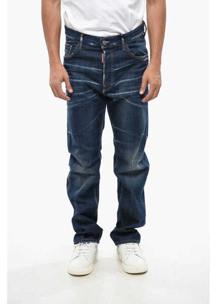 Blugi drepti DSQUARED2 Whiskering Effect Stretch Denim 642 Jeans 20Cm Blue Barbati (BM 19088033) 1