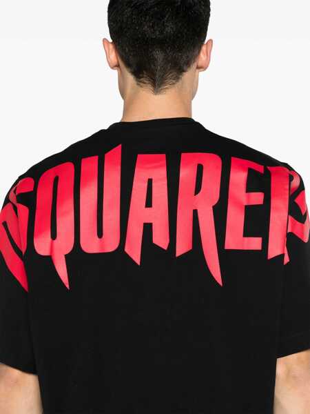 Tricouri DSQUARED2 Crew Neck Cotton T-Shirt With Back Printed Logo Black Barbati (BM 19088048) 5
