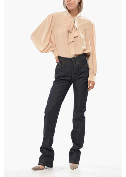 Blugi drepti Saint Laurent Visible Stitching Regular Fit Jeans 24Cm Blue Femei (BM 19088051) 4