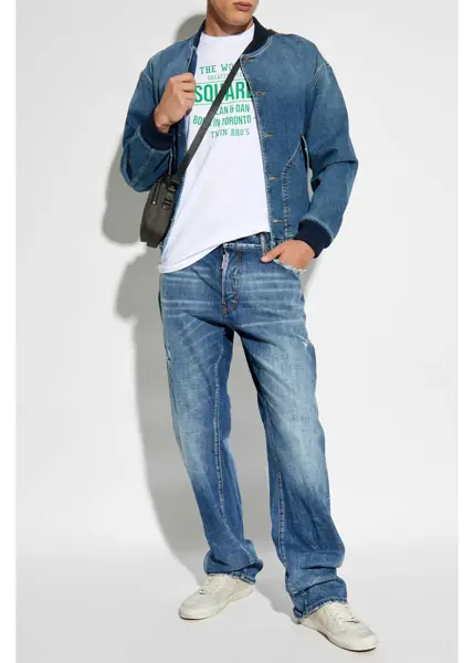 Blugi drepti DSQUARED2 Straight Leg Roadie Jeans With Logoed Buttons 22Cm Blue Barbati (BM 19088054) 2