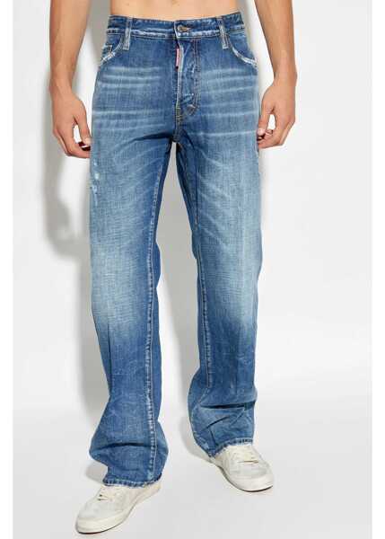 Blugi drepti DSQUARED2 Straight Leg Roadie Jeans With Logoed Buttons 22Cm Blue Barbati (BM 19088054) 3