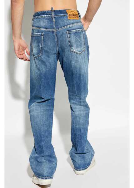 Blugi drepti DSQUARED2 Straight Leg Roadie Jeans With Logoed Buttons 22Cm Blue Barbati (BM 19088054) 4