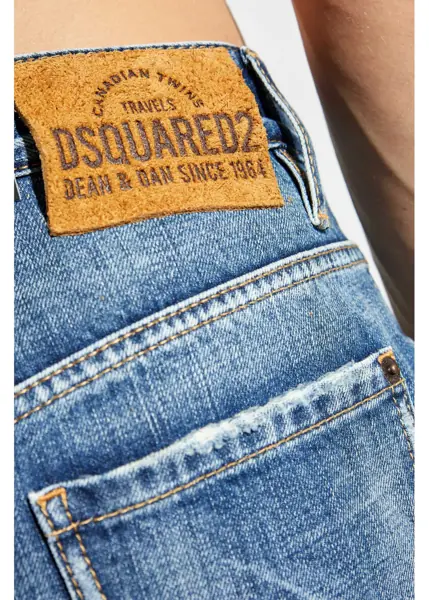 Blugi drepti DSQUARED2 Straight Leg Roadie Jeans With Logoed Buttons 22Cm Blue Barbati (BM 19088054) 5