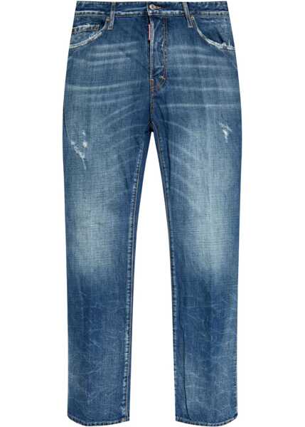 Blugi drepti DSQUARED2 Straight Leg Roadie Jeans With Logoed Buttons 22Cm Blue Barbati (BM 19088054) 1