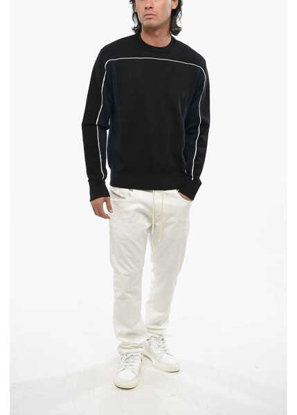 Pulovere Diesel Red Tag Crew Neck Cotton Sweater With Contrasting Detail Black Barbati (BM 19088063) 4