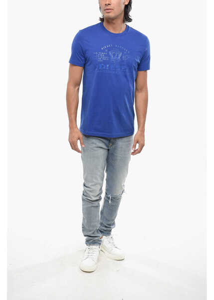 Tricouri Diesel Solid Color T-Diegor-E17-Out Crew-Neck T-Shirt With Tone On Blue Barbati (BM 19088066) 4