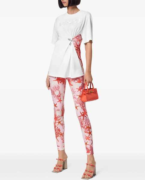 Tricouri Versace Back Printed Cotton Crew-Neck T-Shirt With Pin White Femei (BM 19088069) 2