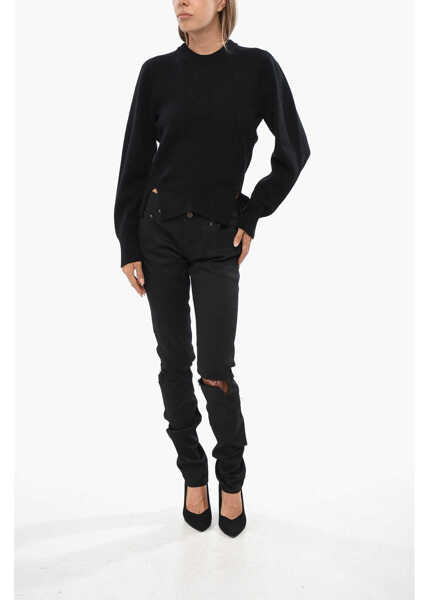 Pulovere Alexander McQueen Chevron Corset Crew-Neck Sweater With Side Split Black Femei (BM 19088075) 4