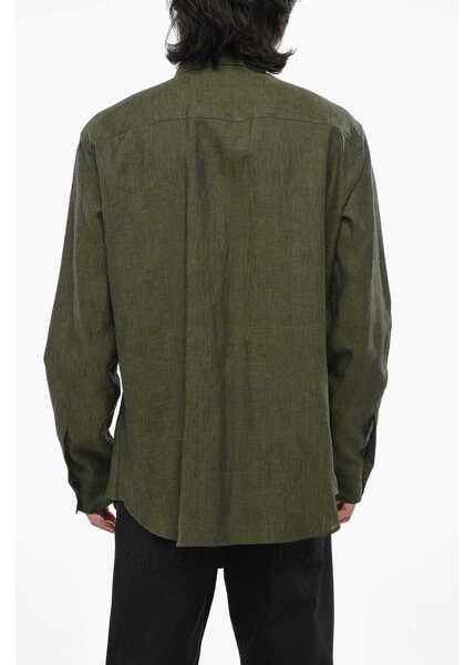 Camasi casual DSQUARED2 Button-Down Linen Shirt Military Green Barbati (BM 19088090) 2
