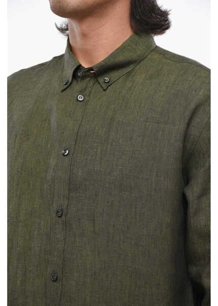 Camasi casual DSQUARED2 Button-Down Linen Shirt Military Green Barbati (BM 19088090) 3