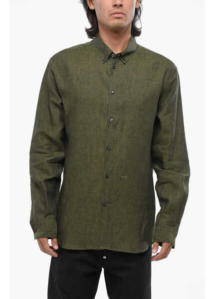 Camasi casual DSQUARED2 Button-Down Linen Shirt Military Green Barbati (BM 19088090) 1