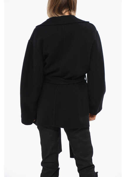 Paltoane Chloe Wool And Cashemere Coat With Belt Black Femei (BM 19088099) 2