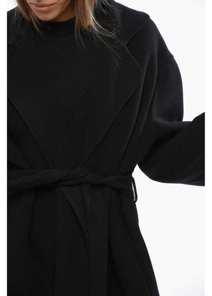 Paltoane Chloe Wool And Cashemere Coat With Belt Black Femei (BM 19088099) 3
