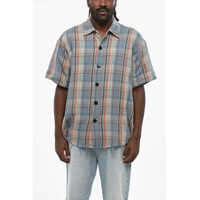 Camasi casual Plaid Motif Short Sleeved Shirt With Raw Cut Edge Barbati