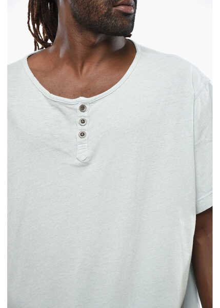 Tricouri GREG LAUREN Solid Color Henley T-Shirt Light Blue Barbati (BM 19088135) 3