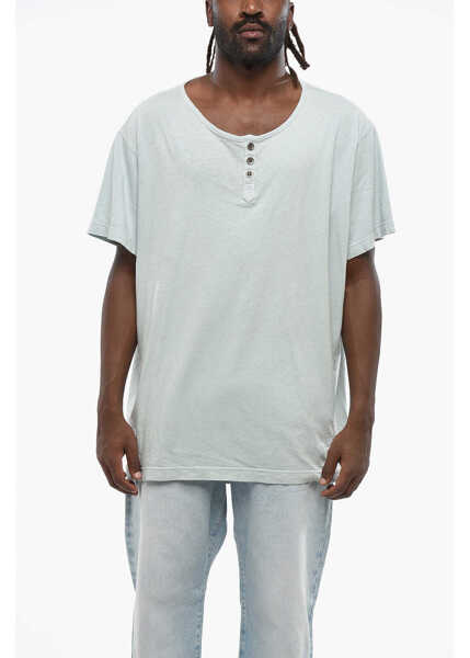 Tricouri GREG LAUREN Solid Color Henley T-Shirt Light Blue Barbati (BM 19088135) 1