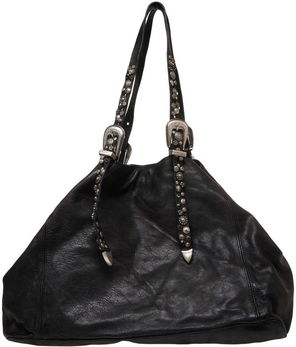 Genti de mana CAMPOMAGGI Leather handbag with stud details Black Femei (BM 19088201) 2