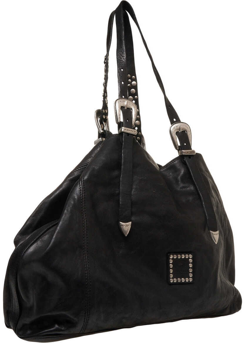 Genti de mana CAMPOMAGGI Leather handbag with stud details Black Femei (BM 19088201) 10