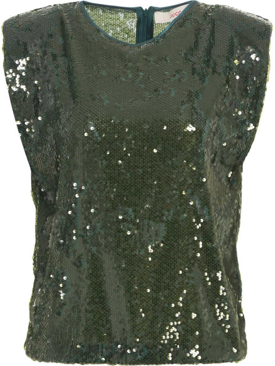 Maiouri Jucca Top with sequins Green Femei (BM 19088216) 2