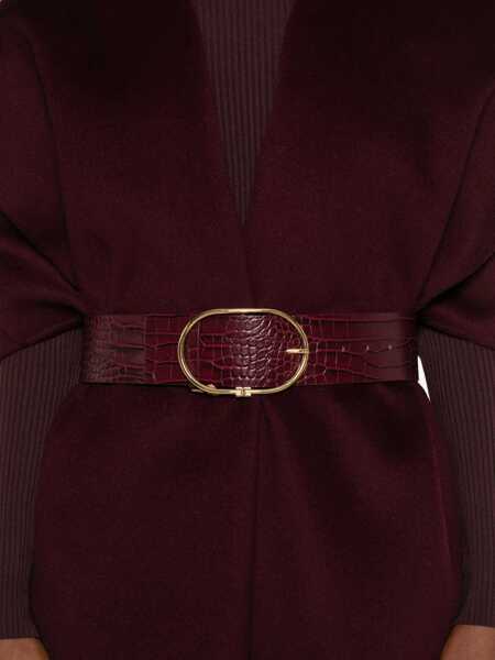 Poncho Elisabetta Franchi Wool cape with waist belt Purple Femei (BM 19088258) 5